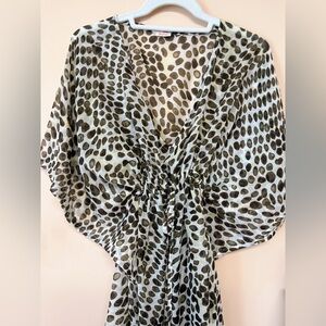 Echo NY Leopard Print Caftan Swim Cover-Up